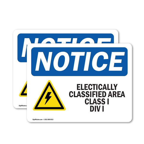 Signmission Electrically Classified Area Sign With Symbol, 24 in W x Rectangle, Vinyl Decal OS-2PACK-NS-D-1824-L-11704 - main